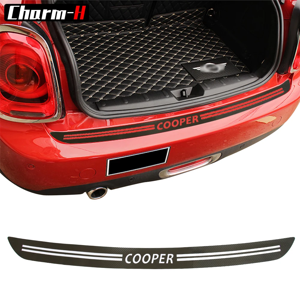 5D carbon fibre Vinyl Car rear bumper Trunk load edge Protector guard Trim Decal stickers for MINI Cooper S JCW R56 Cabrio R57