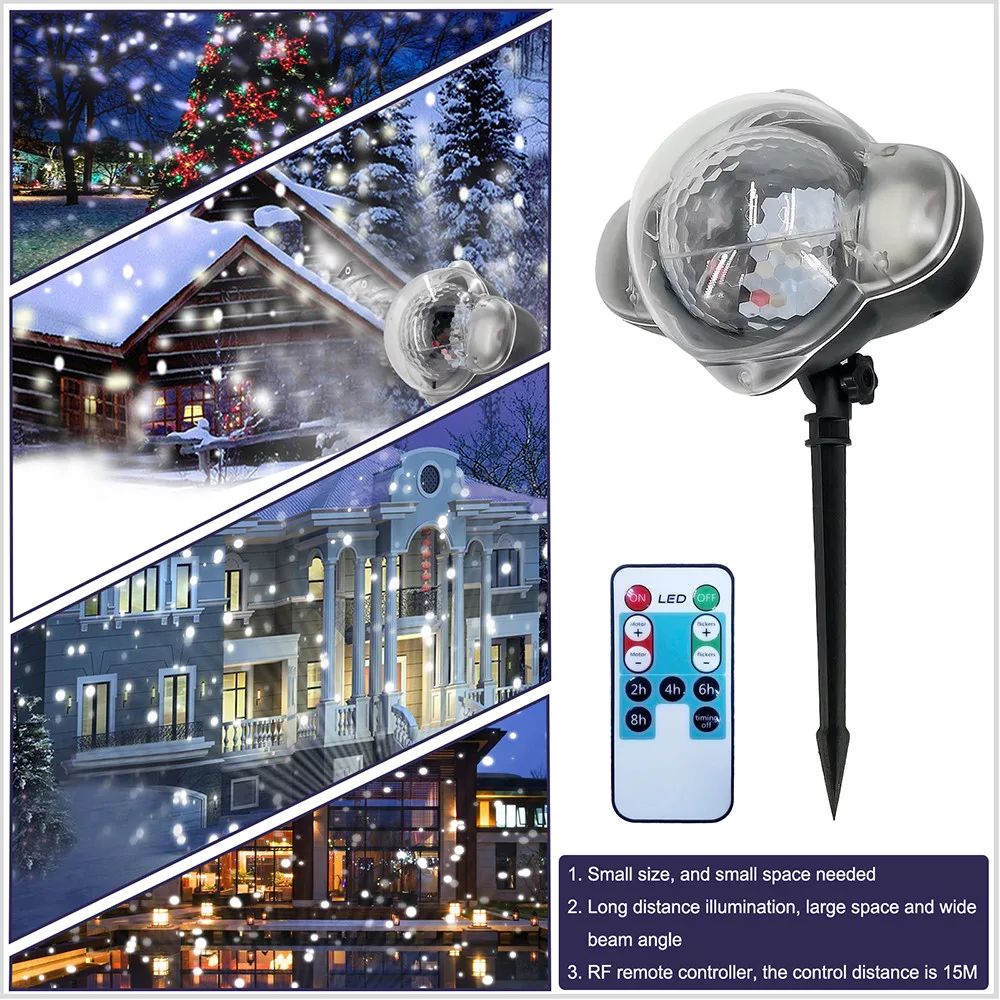 

Snowfall Snow Flake Christmas Outside House LED Projector Light Project Decor Luces Terraza y Jardin Decoracion Led Light