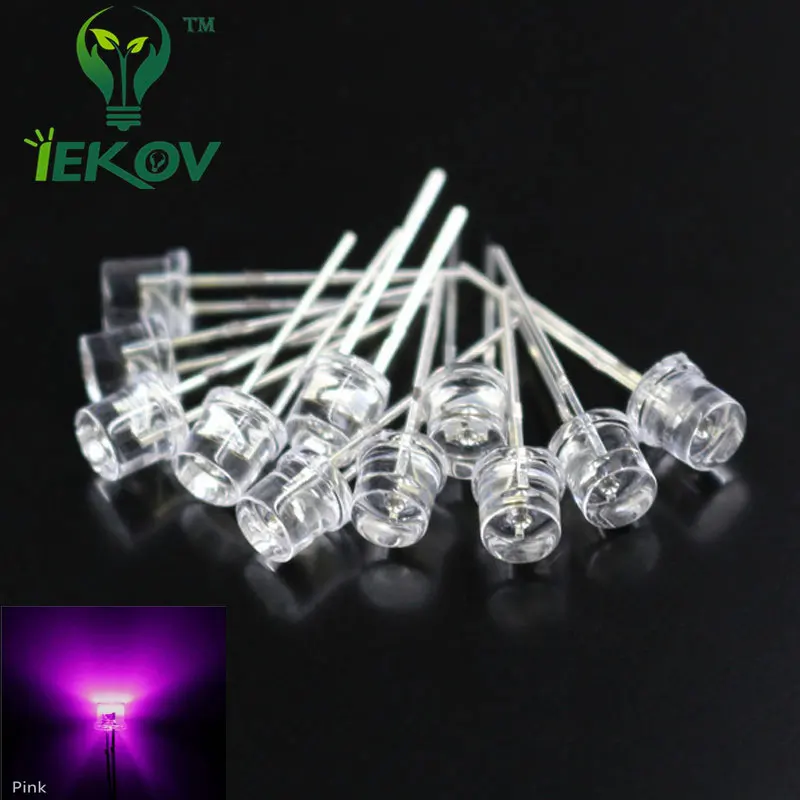 1000pcs LED 5MM Flat Top Pink Wide Angle Emitting Diodes Urtal Bright
