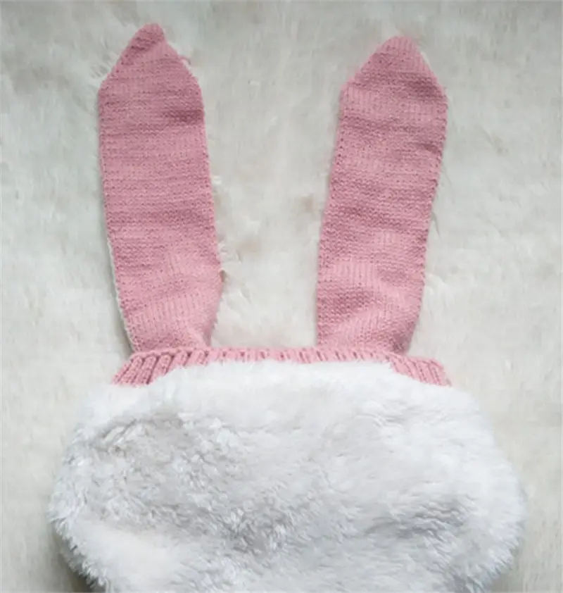 Вязаные Детские шапки с ушками кролика; сезон осень-зима; шляпы для девочек; милые шапочки для малышей; шапочка для малышей; реквизит для фотосъемки - Цвет: Plus fluff