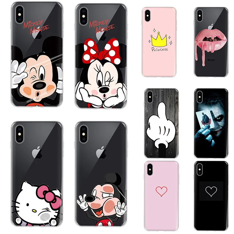 

Cartoon Mickey Minnie Mouse Soft Silicone Phone Case For Apple iPhone 6 6s 6Plus 5 5s Se 8 X Xs Max XR for iPhone 7 Cases Coque