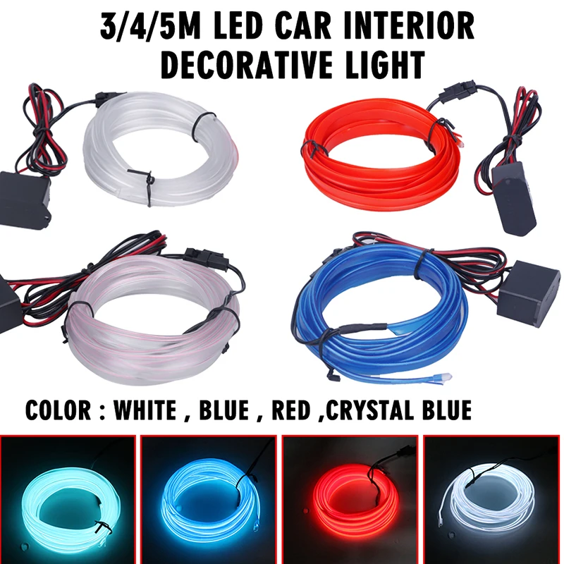 

Decorative LED Strips Light 12V Flexible Neon EL Wire Rope Indoor Universal Interior LED Car HeadLight Assembly Auto 3m hlxg