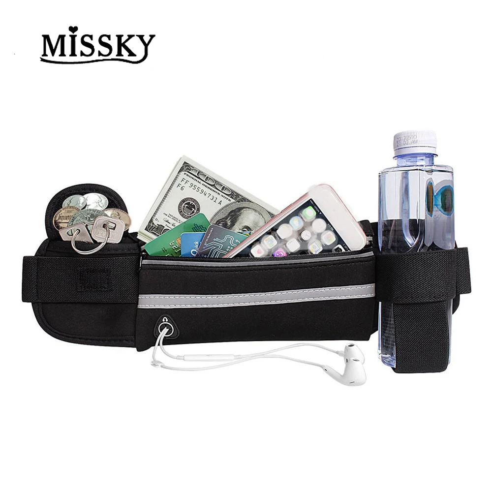MISSKY تشغيل الخصر حزم الرجال النساء للجنسين أكياس متعددة الوظائف الرياضة في الهواء الطلق الأنشطة للماء مكافحة سرقة سستة حقيبة san0