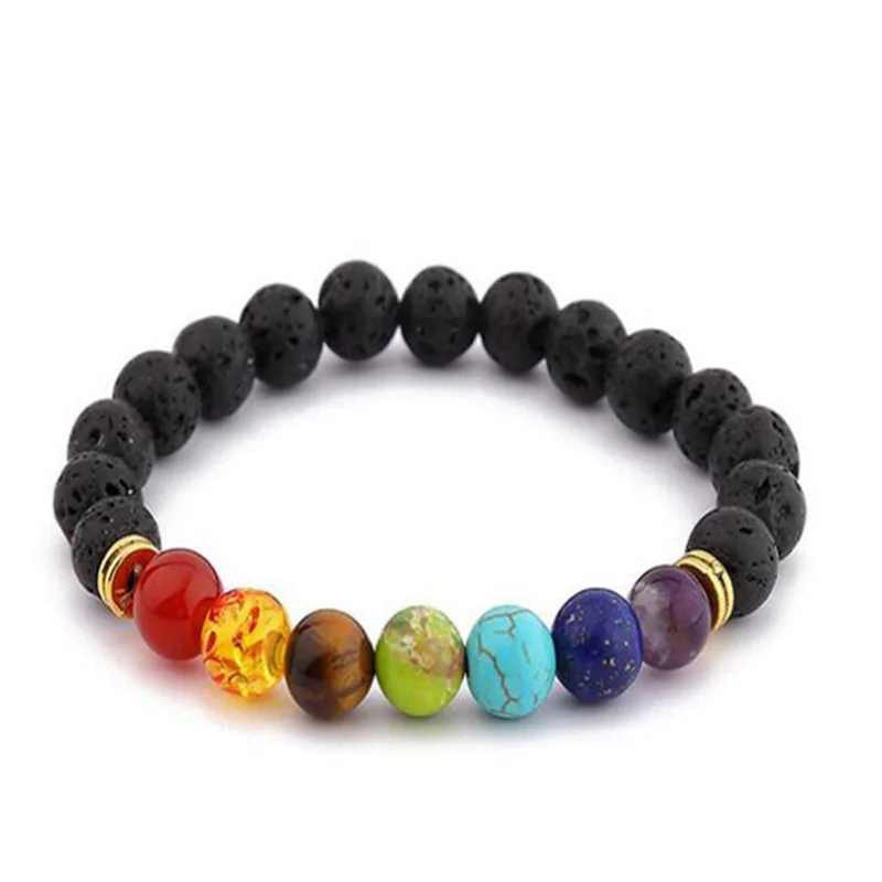 Fashion Unisex Healing Balance 8MM Beaded Bracelet Lava Yoga Reiki Prayer Stones