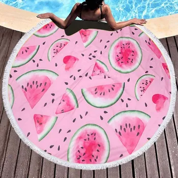 

Outdoor Play mat for children Round Beach Towel Tassel Bohemian Flamingo Large Blanket Picnic Mat travel Tablecloth 150 x 150cm