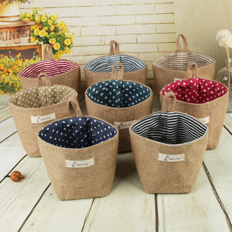 Linen Storage Basket For Toys Sundries Hanging Flower Basket Table Decorations Living Room Space