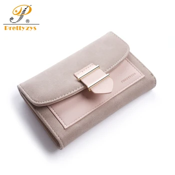

Women Wallet Female Middle Scrub PursesLeather Portefeuille Femme Carteira Feminina Patchwork Card Holder Short Cartera Mujer