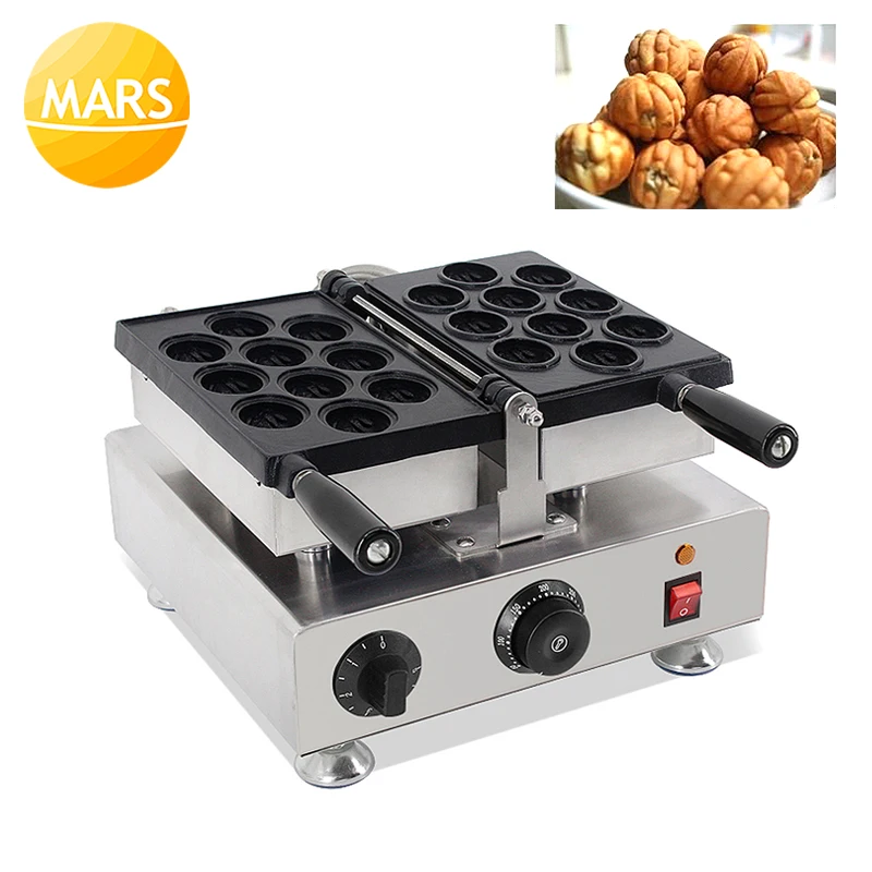 

Commercial Walnut Shaped Waffle Iron Cake Maker Machine 110V 220V Single Plate Waffle Baker Nonstick Cooking Surface