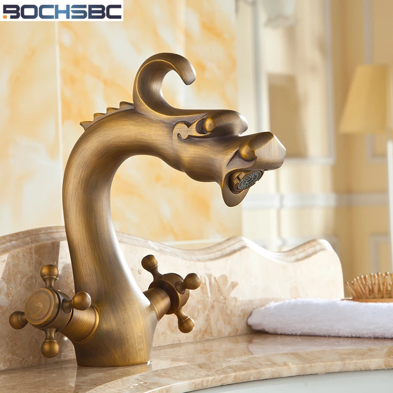 BOCHSBC Kitchen Faucet 360 Swivel Retro Mixer Tap Copper Hot and Cold
