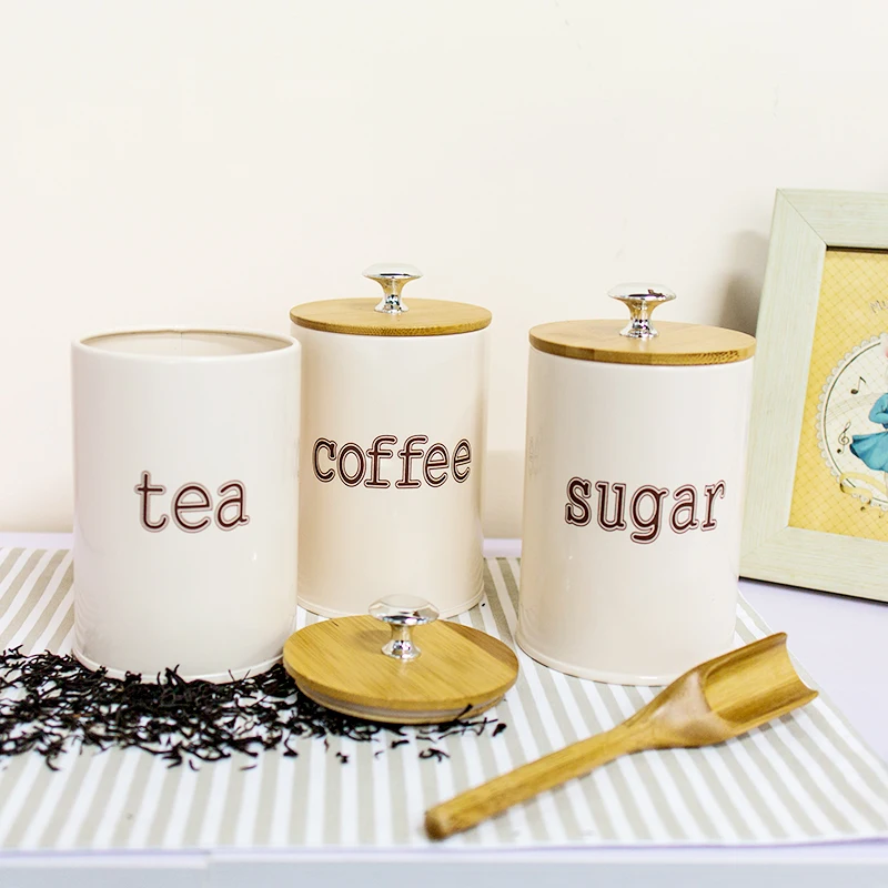 

1/3Pcs/Set Storage Tank Moisture-proof Cover Steel Kitchen Utensils Multifunction Tea Coffee Sugar Household Quality Beautifu