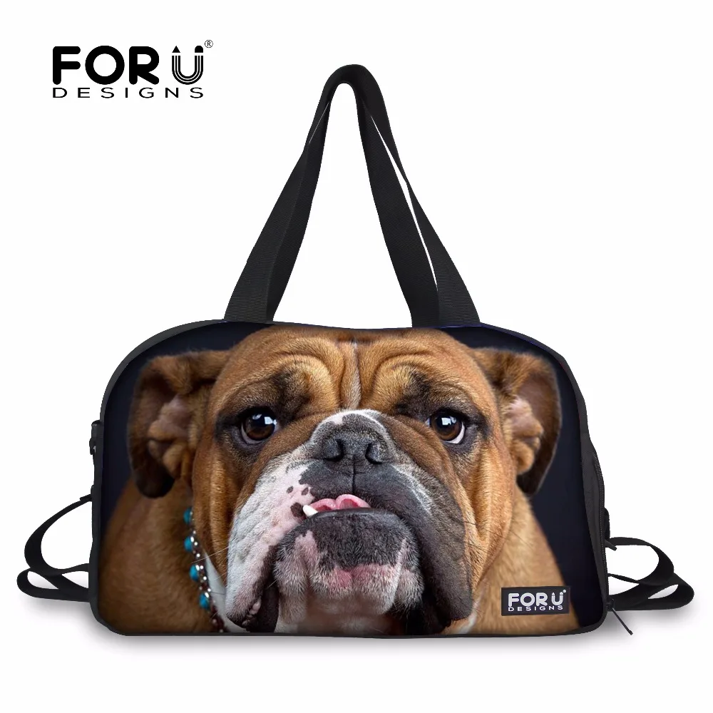 FORUDESIGNS Mens Sports Bags Gym Bags Large Tote Handbag Pug Bully Dogs Printing Team Training Athletic Bag with Shoes Pocket