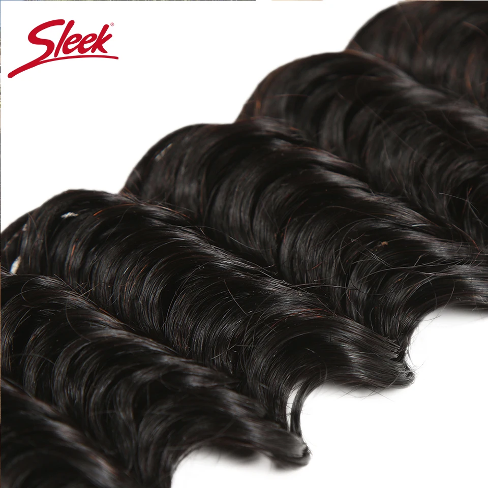 Sleek Brazilian Deep Wave Bundles With Closure 100% Natural Remy Hair 3  Bundles With Closure Natural Color For Black Women - Pre-colored Bundle  Pack - AliExpress