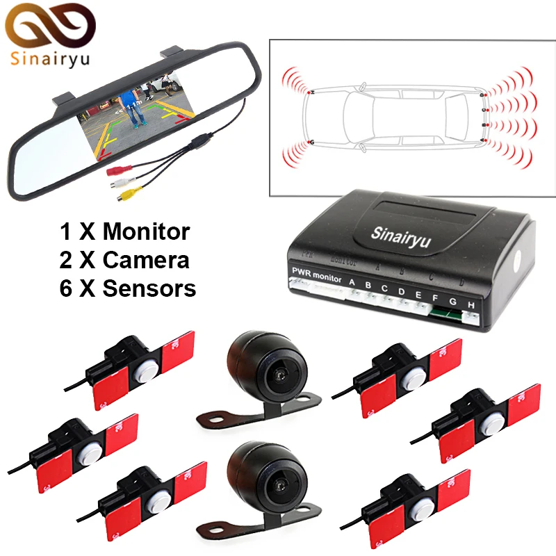 Car Parking Sensors 13mm Flat Sensors Reverse Backup Radar 800*480 Car