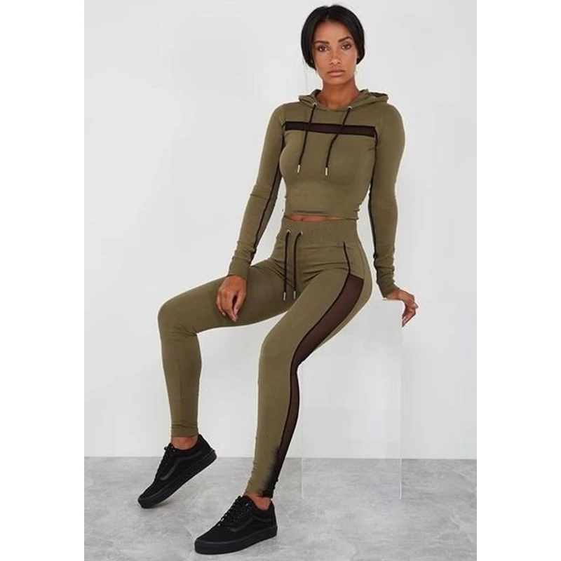 

ZP- 2019 Autumn Solid Long Sleeve Two Piece Set Drawstring Off Shoulder Women Tracksuit Bodycon Long Pants Women Suits