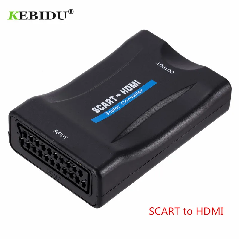 Kebidu 1080P SCART К HDMI конвертер видео аудио адаптер высококлассный av-сигнал адаптер HD приемник ТВ DVD HDMI к SCART+ USB кабель