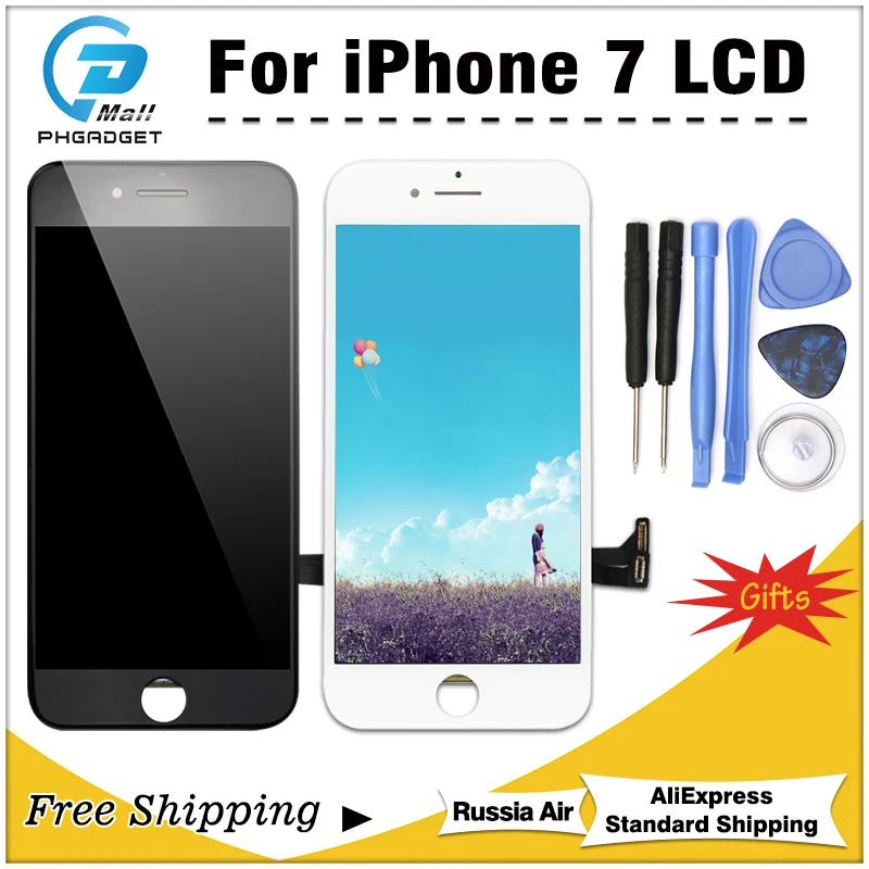 1 шт. ЖК-дисплей для iPhone 7 7G сенсорный экран в сборе Замена хороший 3D Бесплатная