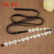 TRiXY S397, блестящие стразы, свадебный пояс, тонкий свадебный пояс, свадебные пояса, длинные узкие аксессуары для свадебного платья, 1 см