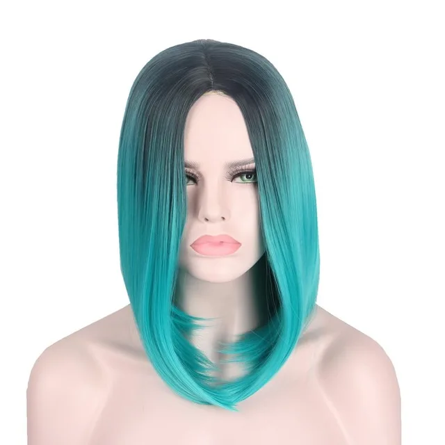 Короткие парики для женщин светло-зеленый короткий парик-Боб волосы без челки средняя часть длина плеча не человеческие волосы кружева спереди-Anxin парик - Цвет: Зеленый