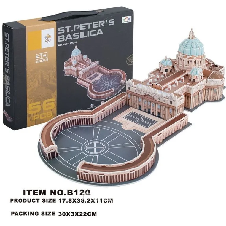 

Classic Jigsaw Puzzle St. Peter's Basilica World Architecture DIY Construction Brick Toys Scale Models Sets City For Children