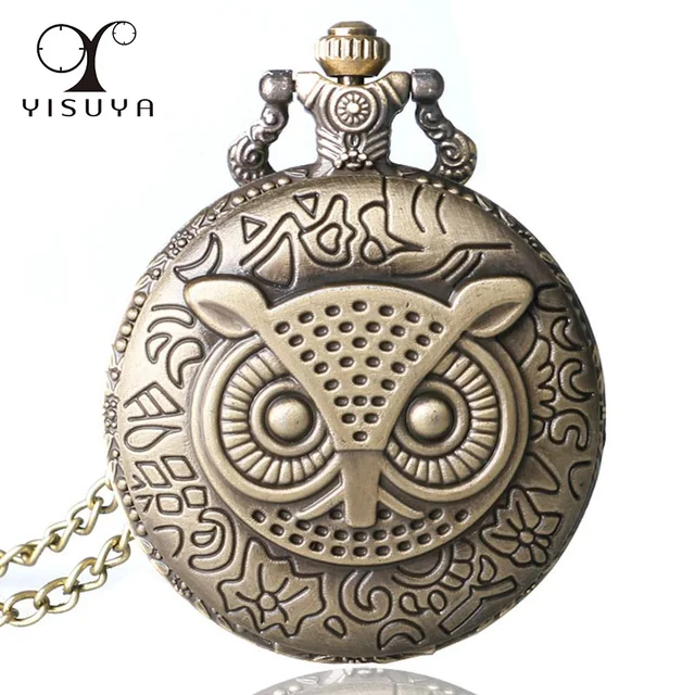 Steampunk Style Full Hunter Night Owl Quartz Analog Pocket Watch Necklace Pendan Steampunk Style Full Hunter Night Owl Quartz Analog Pocket Watch Necklace Pendan