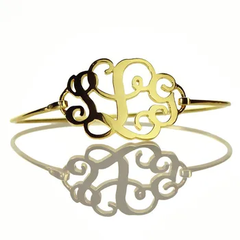 

AILIN Personal Monogram Bracelets Cutomized Cut 3 Monogrammed Initial 1.25 Inch Nameplate Bracelet