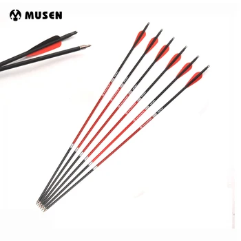 

12/24/36 pcs Spine 500 Mixed Carbon Arrow 30 Inch Diameter 7.8mm Replaceable Arrowhead Archery for Compound/Recurve Bow Hunting