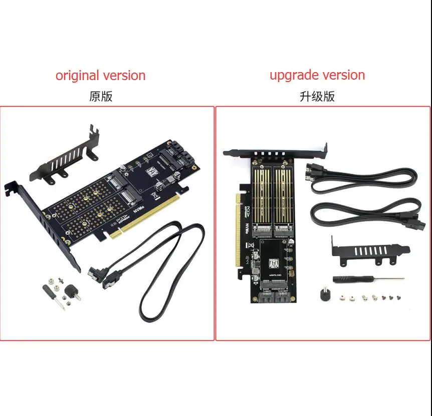 M.2 NVMe SSD NGFF к PCIE 3,0X16 адаптер M Key B Ключ mSATA PCI Express 3,0 NVME m.2 SSD AHCI mSATA 3 в 1 конвертер Riser Card