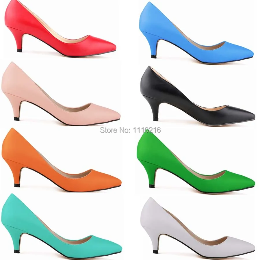 2015 hot sale PU leather thin low heels shoes pumps ladies fashion pointed toe star style
