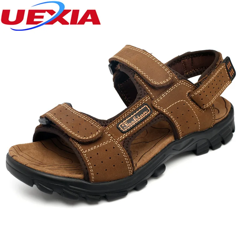 

Top Quality Men Sandals Outdoor Leather Zapatos Summer Weight Flats Walking Beach Casual Mens Shoes Handmade Stitching Sandalias