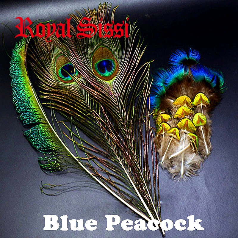 Hot 1set Natural Blue Peacock Feathers Assorted Blue Peacock Tippets