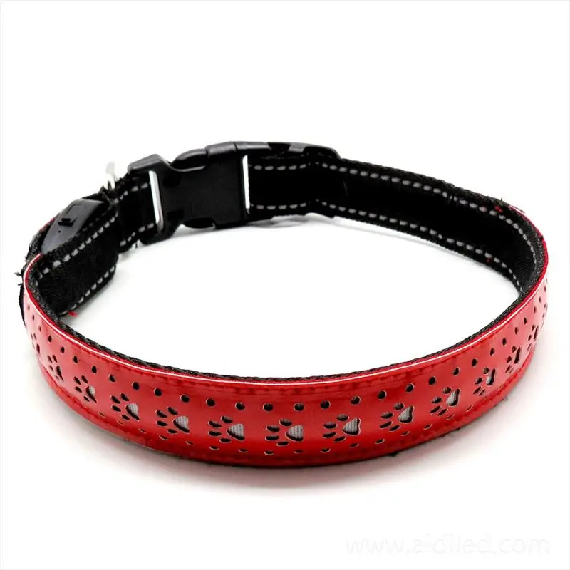 Регулируемый собачий ошейник для домашних животных с поводковое кольцо USB Перезаряжаемый светодиодный свет собака кожаное ожерелье для ночной ходьбы красный/синий/зеленый/черный
