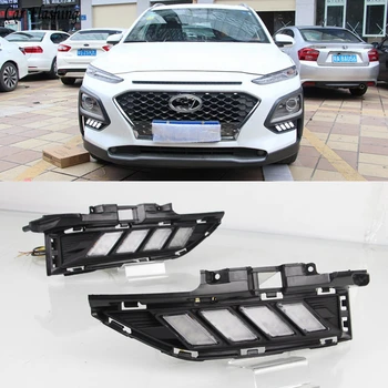 

Car Flashing 2pcs Car LED DayLight For Hyundai ENCINO 2018 2019 DRL Daytime Running Light Driving Fog Lamp with turn signal