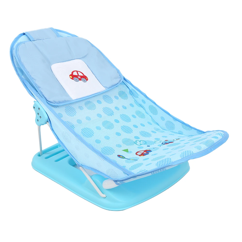 Foldable Baby Bather 15KG Load Bearing Infant Soft Polyester Mesh 3-level Height Slots