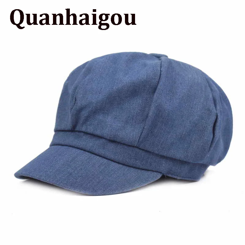 

Fashion Denim Berets Caps,Men Women Casual Newsboy Peaked Cap Flat Snap Ivy Gatsby Beret Hats Irish Cabbie Scally Duckbill Hat