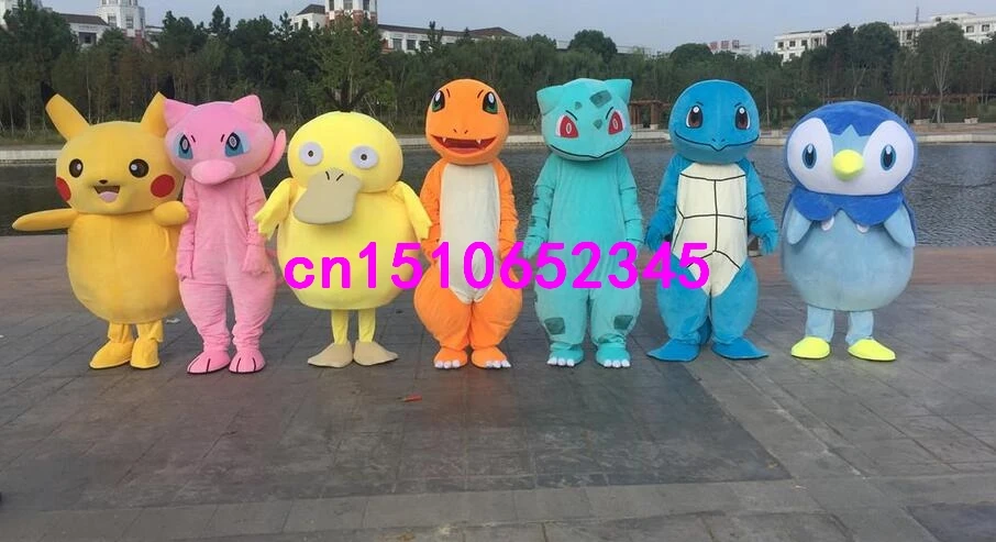 

Poke Mascot Costume Pikachu&Charmander&Squirtle&Piplup Blue Penguin Mascot costume