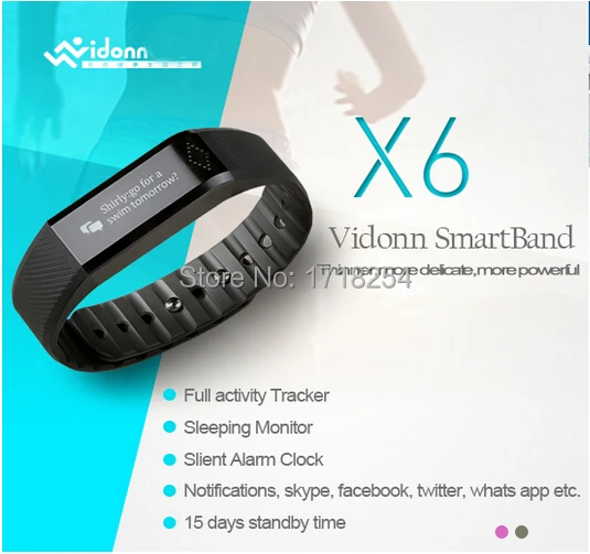 Vidonn X6 Bluetooth 4.0 IP65 смарт-чехол часы браслет с сна монитор, Спорт и сна слежения, Жк-аон и дисплей сообщений