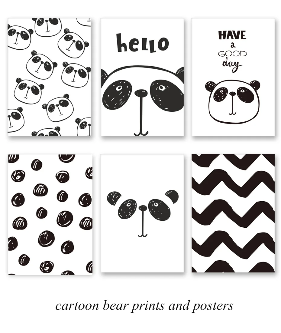 Simple Abstract Cute Cartoon Panda Pattern Canvas Art Painting Print And Posters Wall Picture For Baby Child Room Home Decortion (2)