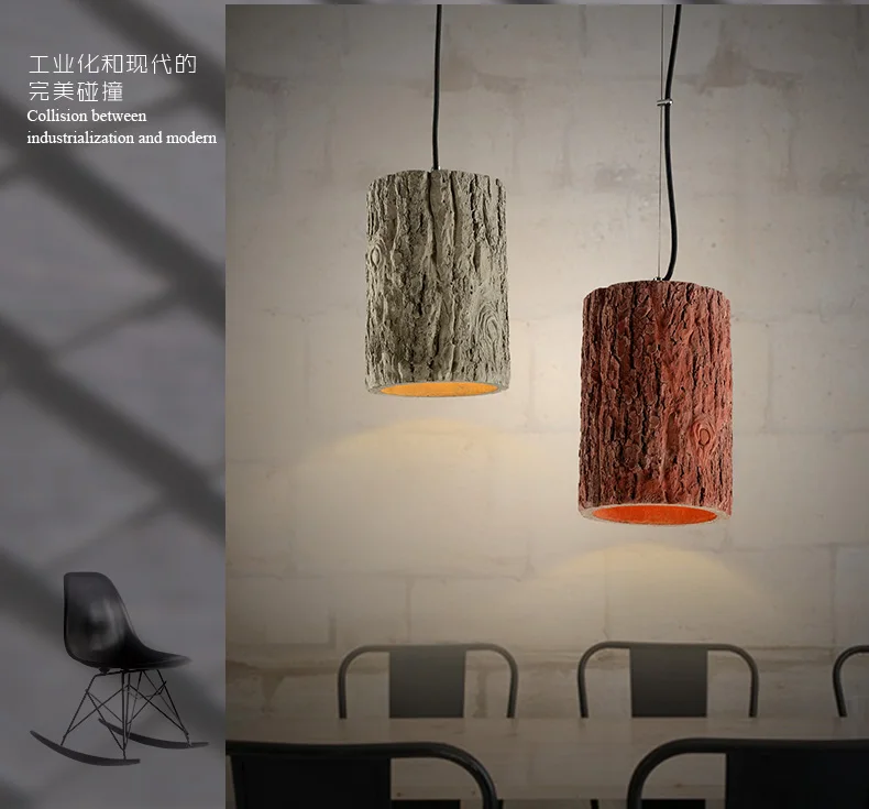 

Retro Loft Nordic stump Style Cement Pendant lights modern led E27 cord pendant lamp for Restaurant living room bedroom kitchen