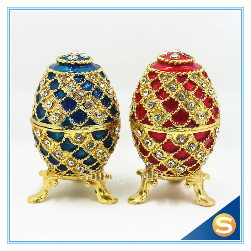 Diamond Фаберже коробка яйцо для ювелирных изделий инкрустированная шкатулка