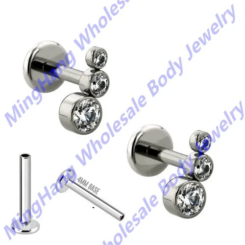 

20pcs/lot Internally Threaded Surgical Steel Flat Bottom 16g Labret Lip Ear Cartilage Helix Tragus Stud Piercing Jewelry