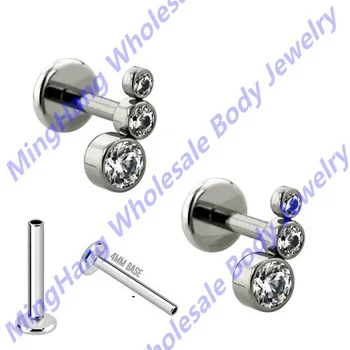 

20pcs/lot Internally Threaded Surgical Steel Flat Bottom 16g Labret Lip Ear Cartilage Helix Tragus Stud Piercing Jewelry