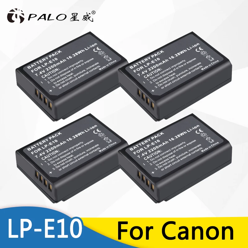 

Palo Battery 4pcs 2200mAh LP-E10 LP E10 LPE10 Li-ion Digital Camera Battery For Canon 1100D 1200D 1300D Rebel T3 T5 KISS X50 X70