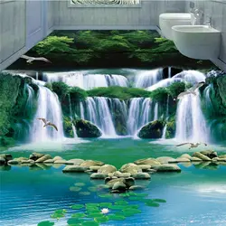 Beibehang мечта водопад воды зеленый лес 3D Ванная комната Спальня полы индивидуальные большой росписи полы Наклейки