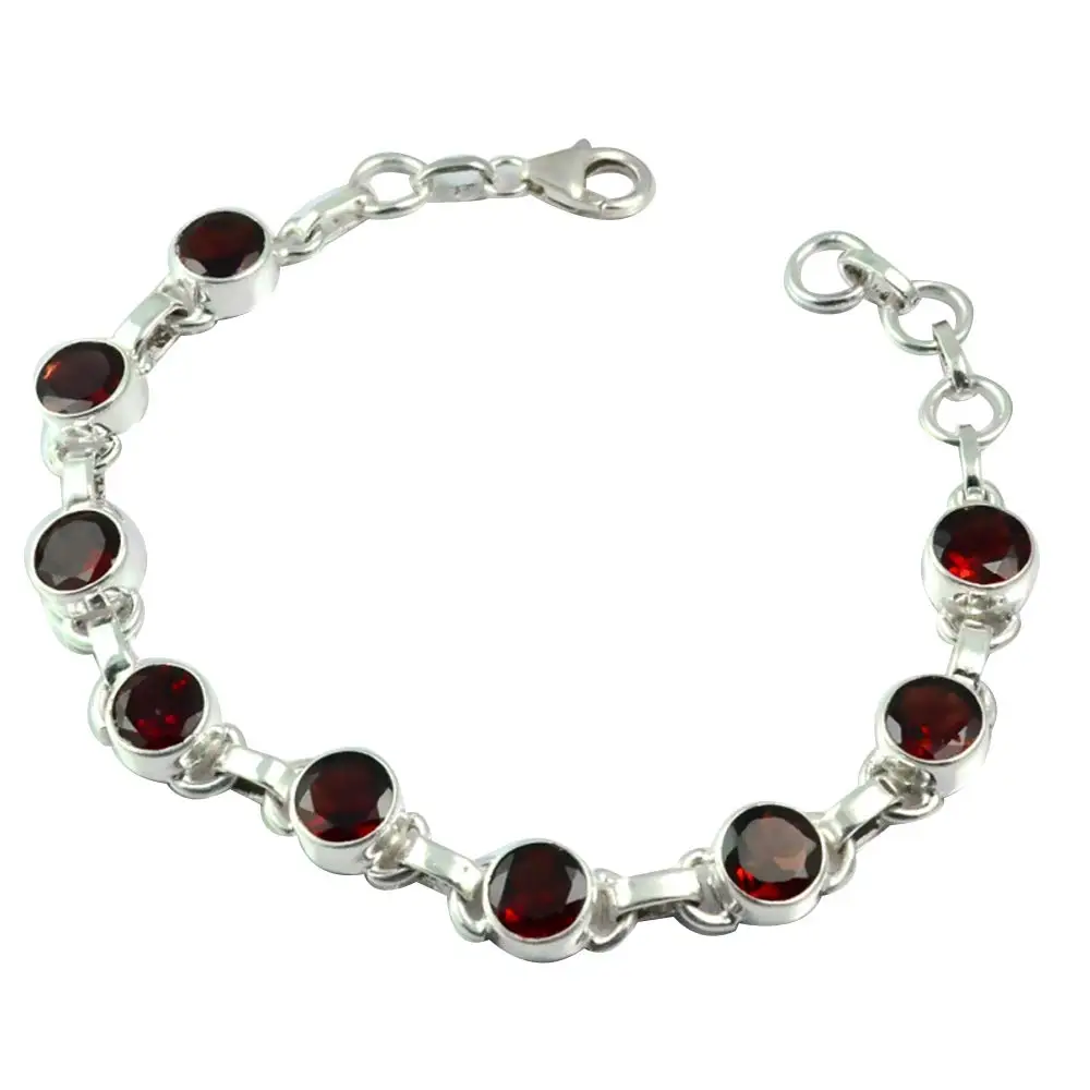 

NiaoZaiFei YunZaiKan Genuine Garnet Bracelet 925 Sterling Silver,33.99 cm, MHBB0103