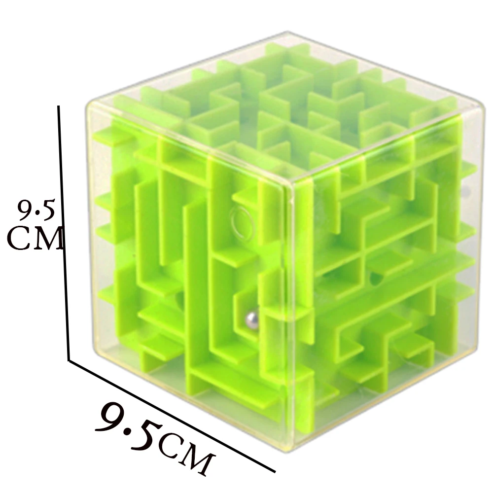 Лабиринт кубический магический квадрат Забавная детская игрушка для снятия стресса со стальным шаром зеленая желтая головоломка Cubo
