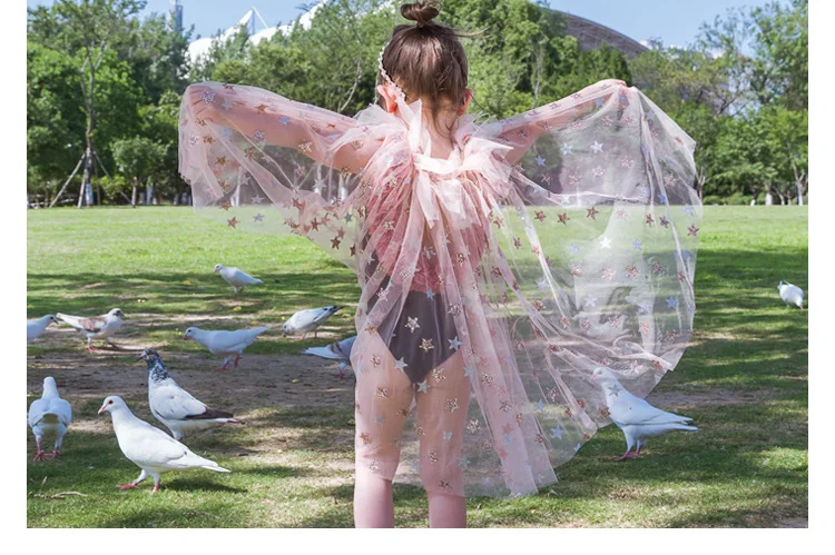 

Girls Cape Summer Lace Pompom Girls Cloak Princess Sequin Fancy Beach Seaside Cape Birthday Party Toddler Baby Girls Dress