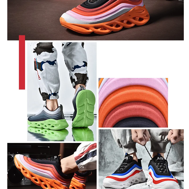 Новинка 2019, мужские кроссовки для бега с амортизацией, дышащая легкая удобная обувь, цветные спортивные кроссовки