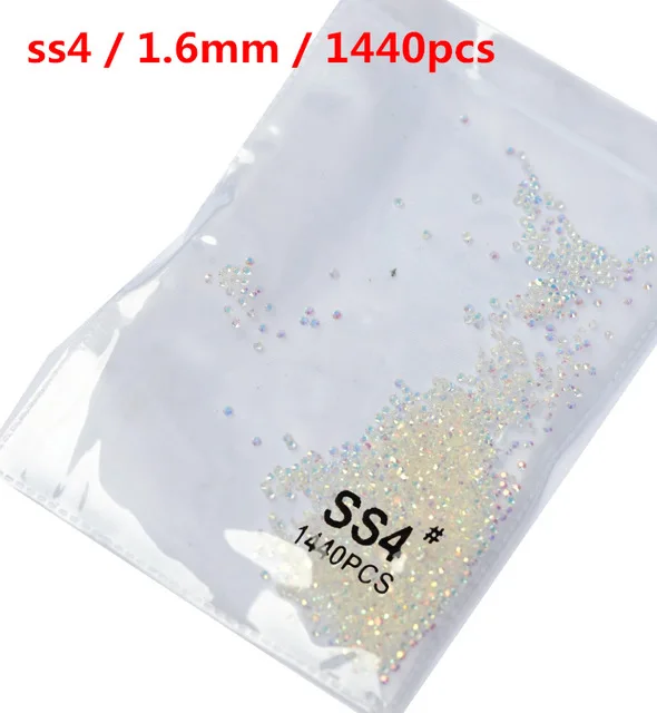 Смешанные размеры SS3~ SS30 прозрачный AB камень 3D блеск для дизайна ногтей Стразы для украшения Блестящий Кристалл AB Flatback - Цвет: SS4 1440pcs