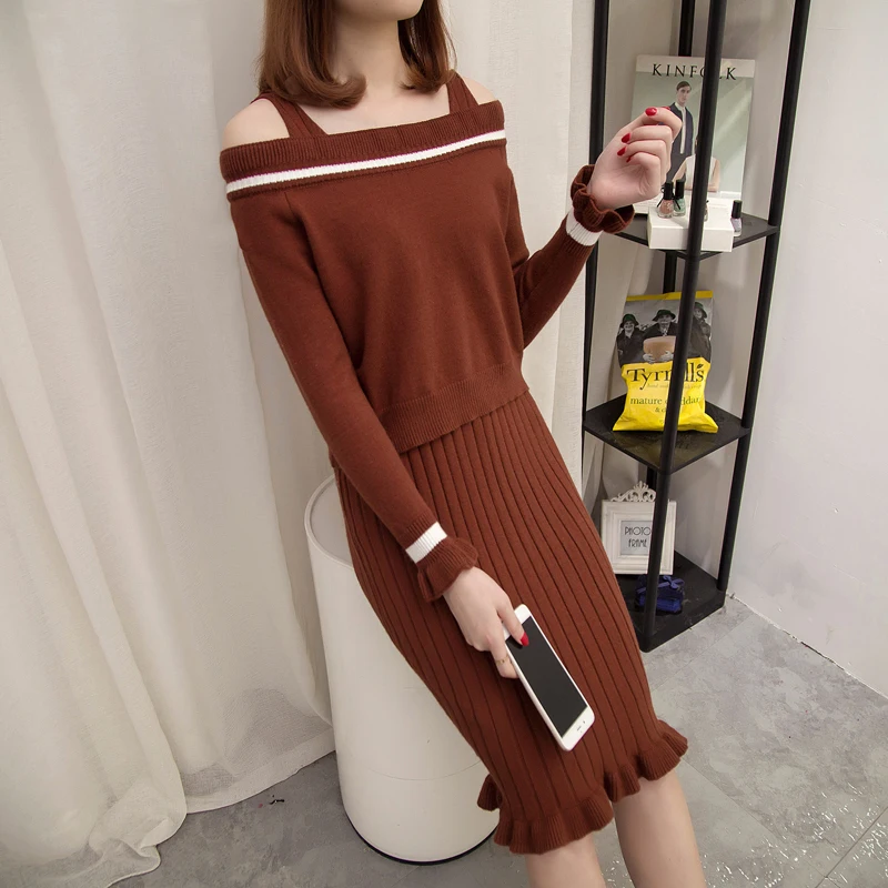 sweaters two-piece clothing set women korean fashion sweater skirt set knit sweaters vestidos girl clothes elastic clothing sweaters two-piece clothing set women korean fashion sweater skirt set knit sweaters vestidos girl clothes elastic clothing