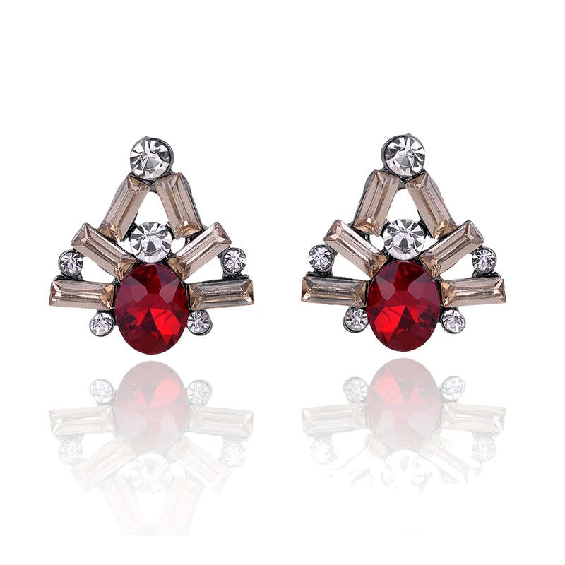 

LUBOV Opal Stone Stud Earrings Women Elegant Crystal Earring Trendy Golden Earrings Women Jewelry 7 Colors 2018 Hot